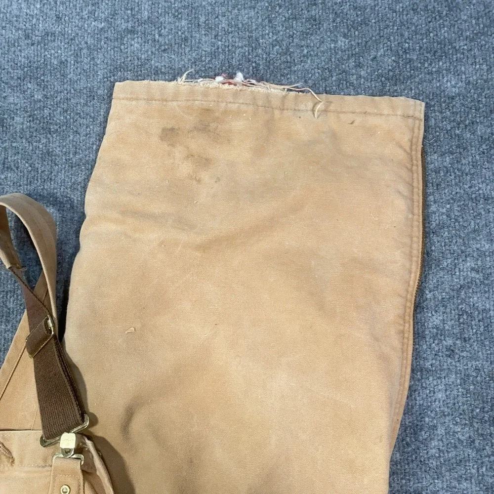 VTG Carhartt Double Knee Quilt Lined Bib Overalls 48x30 Union USA Made Canvas‎